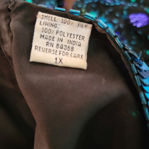 Vintage Laurence Kazar New York Sequined Top in Beautiful Blues and Greens - Picture 5 of 6